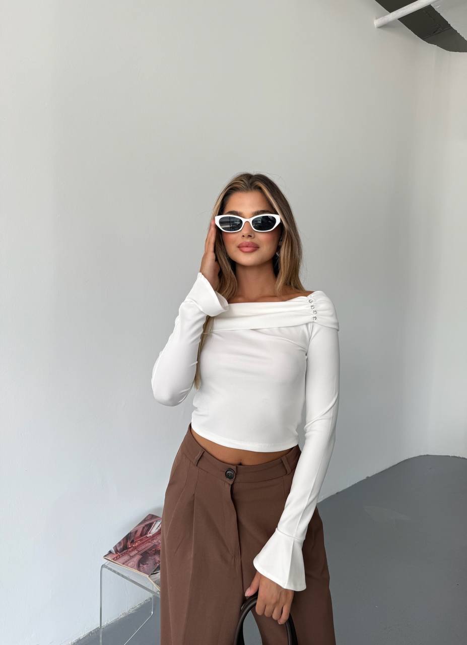 Madonna Yaka Taş Detaylı Bluz